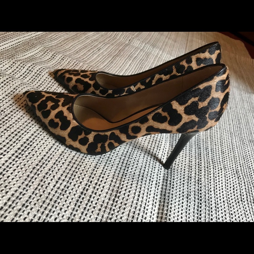 Calf hair leopard print heels